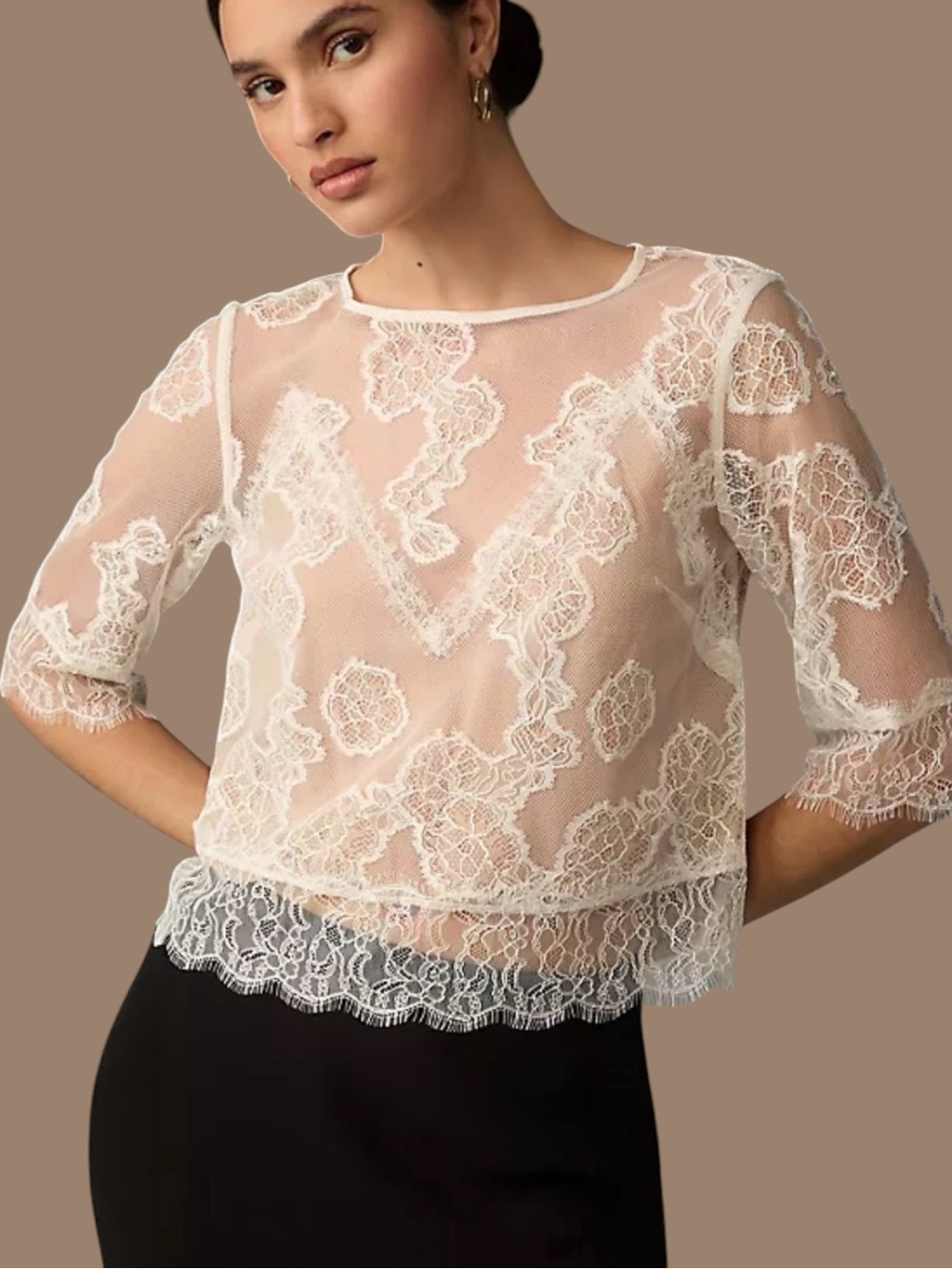 Anthropologie Lace Illusion Top Size S